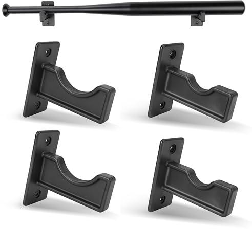 BOOSTEADY 4-Piece Baseball Bat Wall Mount – Horizontal Display Holder for Baseball & Softball Bats, Matte Black Finish, Screws Included, Easy Install – Ideal Gift for Players & Collectors