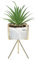 Sleepdown Halo Green Leaf Marble Stand Faux Artificial Succulent Plant for Home Office Bathroom Decor Indoor Decoration Aesthetics, Small