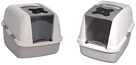 Catit Jumbo Hooded Cat Pan, Grey & Hooded Cat Pan, Grey, 57 x 46.5 x 39 cm (L x H x W)