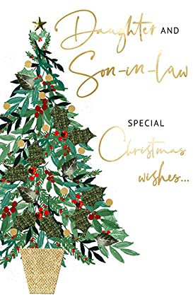 Greeting Card Weihnachtskarte für Tochter und Schwiegersohn, handbemalt, Weiß