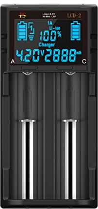 LCD-2 18650 Battery Charger, Including Lcd Displayable Capacity, 2A Intelligent Universal Fast Charger, Suitable For3.7V Lithium Ion 1.2V Ni-mh Ni-cd AA AAA Batteries