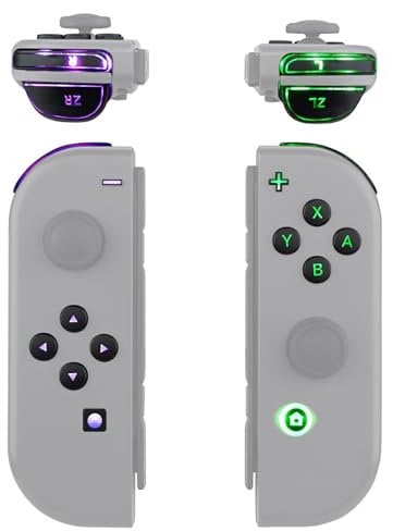 eXtremeRate DFS LED Mod V2 Kit für NS Switch/OLED Joycon, DIY-Beleuchtung Knöpfe Zubehör, RGB LED Leucht Taste für Nintendo Switch & OLED Joycon-Schwarz (7 Farbe 9 Modi,Tasten Control)