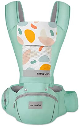 SONARIN Ergonomisch Babytrage mit Hüftsitz,3D Air Mesh Atmungsaktive Babytragetasche Kindertrage Baby Tragesystem für Neugeborene ab Geburt 0-36 Monate,Bauchtrage Rückentrage(Grün)