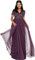 Maya Deluxe Damen Ballkleid Abendkleid V-ausschnitt Maxi Länge Pailletten Kurze Ärmel Für Hochzeit Geburtstag Brautjungfer Bridesmaid Dress, Berry, 44 EU