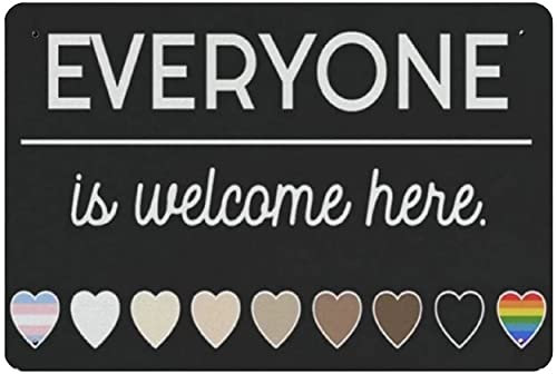 Blechschild Vintage Wandposter Retro Metall Everyone is Welcome Here Cute Metal Wall Poster Pub,Club,Bar,Restaurant,Coffee Bar, Vintage Art Wall Poster Plaque Decor 6x8 Inch