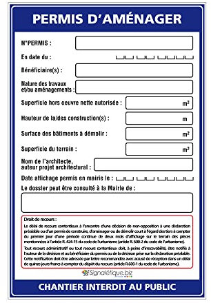 Signalétique.biz - Panneau Permis d'Aménager + Feutre - Akylux 80x120 cm Anti-UV Sans Œillets