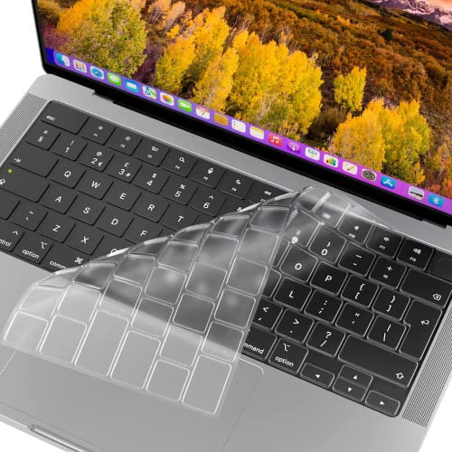 Ultra Thin Keyboard Cover for MacBook Air 13.6 Inch 2022 2023 2024 2025 A3114 A3113 15-in for M2 M3 2022-2025 MacBook Pro 14 inch 16 inch M1 Pro 2021 M2 Max 2023 M3 Pro, EU Keyboard Layout