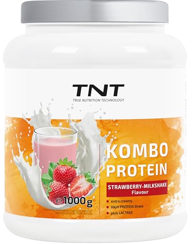 TNT Kombo Protein Pulver - 1000g - Mit Laktase - Strawberry-Milkshake Flavour