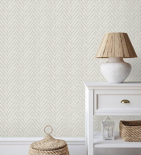 GAULAN 500679665 - Vliestapete, Strapazierfähig, Abwaschbar. Tapete im Fischgräten-Design mit erhabener Pflanzenfasertextur für Wohnzimmer Küche Bad Möbel - Muster DIN A4