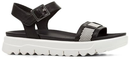 Geox Ragazza D Xand 2.1s C Slide Sandal, Bianco Black Off, 35 EU