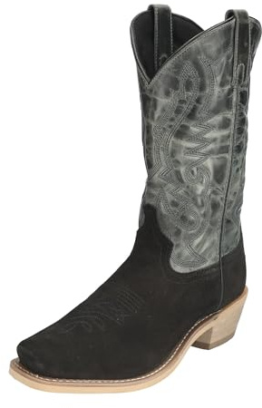Men's Santa Fe Black/Charcoal Crackle Leather Western Boot
