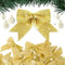 BHGT 24 Stück Weihnachten Schleifen Gold Weihnachtsschleifen Glitzer Schleifen Weihnachtsbaum Bogen Tannenbaum Schelifen Weihnachtsdeko Weihnachtsbaumschmuck Weihnachtskranz Deko (Gold)