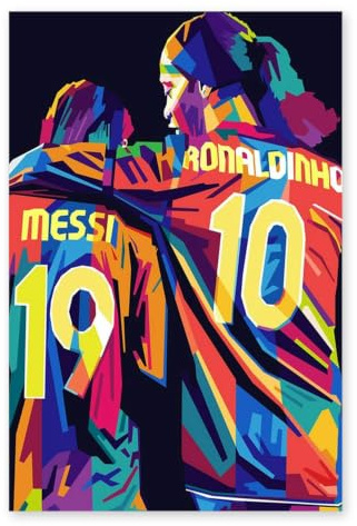 25 Artstreet Ronaldinho und Messi FC Barcelona Poster | Kunstdruck | 180 g mattes Papier | Wanddeko für Wohnzimmer und Jugendzimmer | 60 x 90 cm