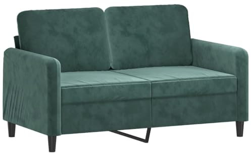 vidaXL Sofa 2-Sitzer, Loungesofa Couch mit Armlehnen Rückenkissen, Wohnzimmersofa Designsofa Metallgestell, Sitzmöbel Zweisitzer, Dunkelgrün Samt