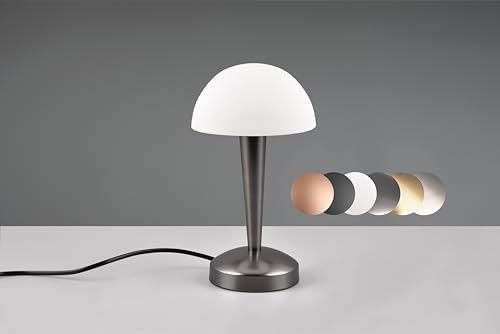 lightling LED Tischlampe Carina aus Metall, moderne Leuchte Indoor IP20, Switch Dimmer Funktion, On/Off Touch Funktion, Ø 15 cm, Höhe 26 cm, 4,9W, schwarz-chrom