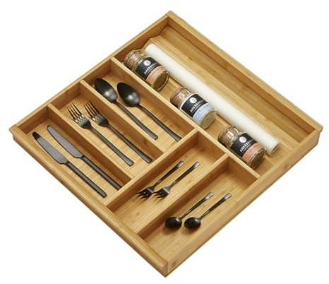 ORGA-BOX BAMBOU Range-couverts avec 6 compartiments pour tiroirs de cuisine Wellmann et Alno dans une armoire de 60 cm