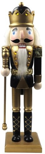 Christmas Nutcracker - Wooden Black Gold Nutcracker Decorative - Christmas Themed Holiday Nut Cracker Doll Figure - 15 Creative Home Decor Living Room Retro Soldier Ornaments, Type 1