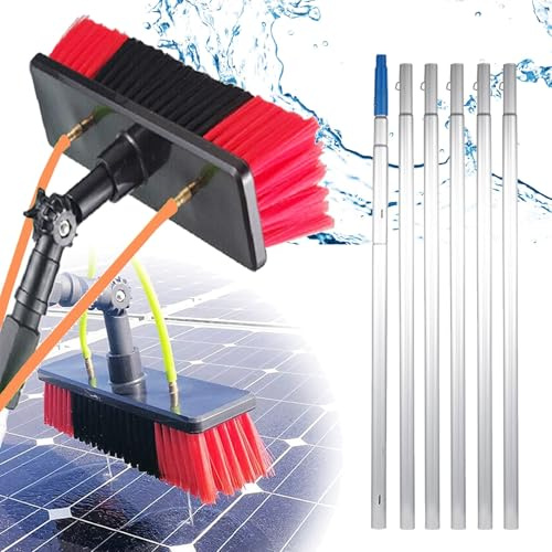 Teleskop Waschbürste 3-12m ausziehbar Teleskopstange Fensterreinigung aus Aluminium zur Reinigung von Solaranlage Terrassendach Wintergarten Reinigungsset PV Anlage Reinigung(12m/39.4ft)