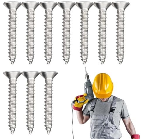 Viti a testa piatta, viti a testa piatta, viti per macchina a sei teste rotonde, viti per macchine piatte, vite a sei lobi 10 viti in acciaio inox per panca e tavolo
