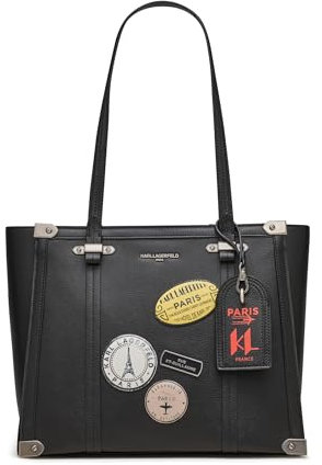 KARL LAGERFELD Damen Durable Marselle Tote Tragetasche, Schwarz/Silber
