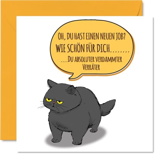 Stuff4 Abschiedsgeschenk Kollegen - Verräter Katze - Abschiedskarte Kollegen Kollege Kollegin Arbeitskollegin, 145mm Karte Abschied Glückwunschkarten Grußkarte