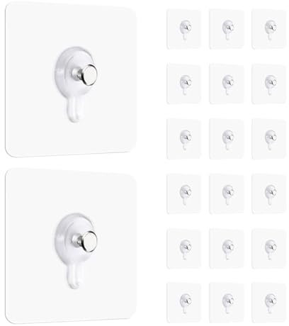 XUKZIMA 20 Pcs Adhesive Picture Hooks No Nails Sticky Picture Hanging Hooks without Nails No Damage Stick On Picture Hangers Nail Free Removable Walls Stickers Strong Adhesive for Art Mirror Home