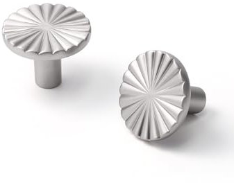 SORWDUERM 2P Paquete de Tiradores de Gabinete de Níquel Cepillado y Satinado para Cocina, Perillas Redondas Sólidas para Cajones de Tocador, Hardware Simple de Gabinete en Aleación de Zinc