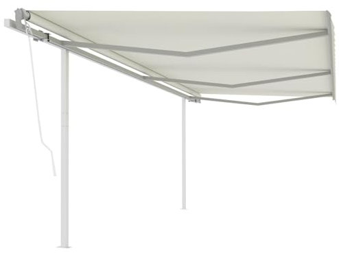 ShGaxin Tenda da Sole Retrattile Automatica con Pali 6x3 m Crema,Anti UV,Tenda Sole Retrattile,Tende da Giardino-3070007