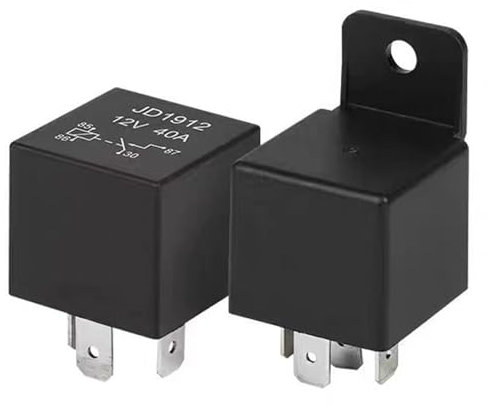 2Pcs JD1912 Automotive Relay Switch & Starter 12V 40A SPST 4-Pin for Heavy Duty Cars, Trucks, Motorcycles, Boats (Black)