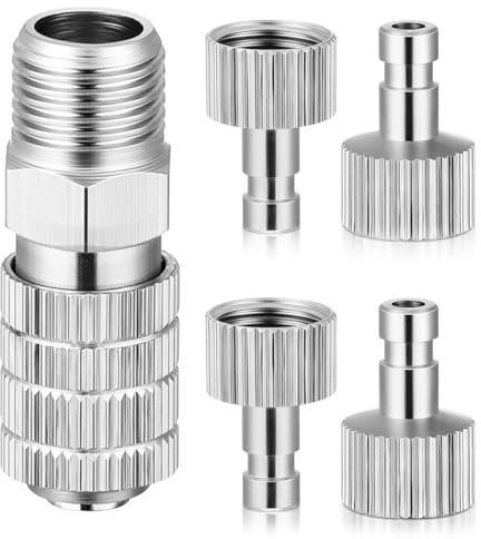OUDQFCJ 5 pezzi Kit con sgancio rapido, Valvola di controllo regolabile, Connettori femmina e adattatori maschi, Accessori con attacco rapido per aria compressa, Set per artisti (1/8 pollici)