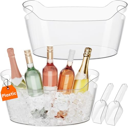 Lifewit Seau a Glacon Portable 6.5L, Seau a Champagne XXL avec Cuillère Lot de 2 (1 Paquet), Plastique Rafraichisseur de Bouteille de Vin pour Cocktail, Boissons, Vin, Bière