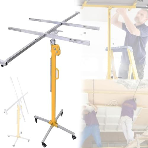 Gipskartonlift & Sheetrock Lifter, Plattenheber, max. 50 kg, Montagehilfe, Plattenheber, Trockenbaulifte mit Teleskoparm und 4 feststellbaren Rädern für Decken und Wände,3.5m