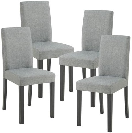 [en.casa] Conjunto de 4 Sillas de Comedor Hamburg Set de 4 Sillas de Cocina Elegantes y Acolchadas con Respaldo Alto Madera Tela 89 x 43 x 54 cm - Gris Claro