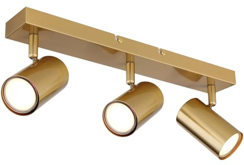 Globo Deckenleuchte Wohnzimmer Goldfarben Deckenlampe Deckenstrahler 3 Spots GU10 Fassungen 57911-3GO