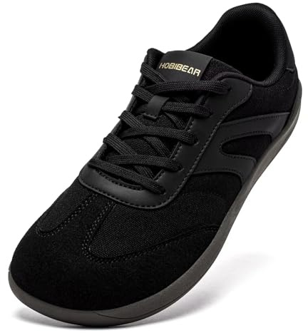HOBIBEAR Barefoot Shoes Zero Drop Wide Fashion Sneakers for Women Men(All Black, UK 5.5)