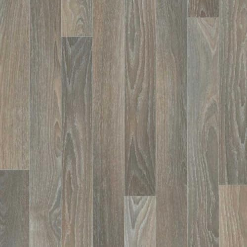 Vinyl Flooring Wood Oak Plank Effect Easy DIY Vinyl Flooring Roll | Non-Slip Easy Clean Waterproof Lino Vinyl Floor | Living Dining Room, Lounge, Hallway Flooring (Alu Brown, 3m x 7m)