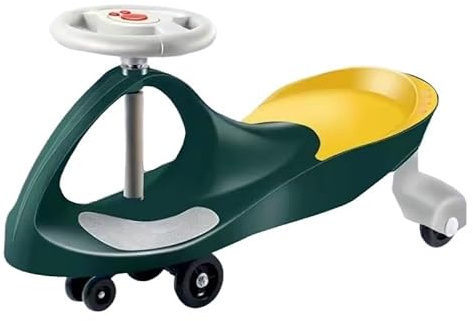 Laufräder Wiggle Auto Aufsitzspielzeug ohne Batterien, Zahnräder oder Pedale, Aufsitzspielzeug for draußen for Kinder, Twist Car Spielzeugautos(Dark Green,Normal Wheel)