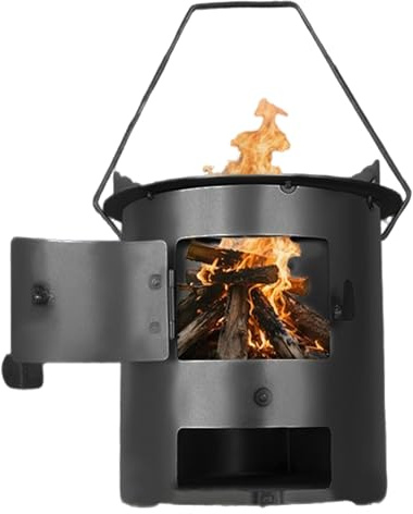 Poêle à charbon – Poêle à bois portable, conception de pot en fer à l'ancienne | Utilisation domestique et extérieure pour les feux de camp de camping Cuisson au bois et solutions de chauffage pratiqu