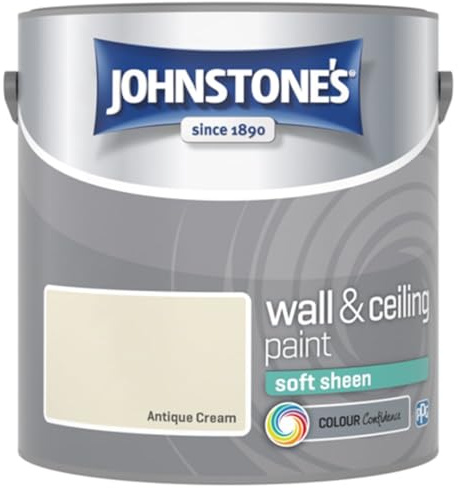Antique Cream Johnstone’s Wall & Ceiling Soft Sheen Paint 2.5L – Subtle Sheen Finish, Durable & Washable, Quick Dry, Low Odour Interior Paint for Walls & Ceilings