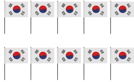 Sonia Originelli 10er Set Tischfahnen Handflaggen Mini Fähnchen Fussball Fan Anfeuern Farbe Südkorea