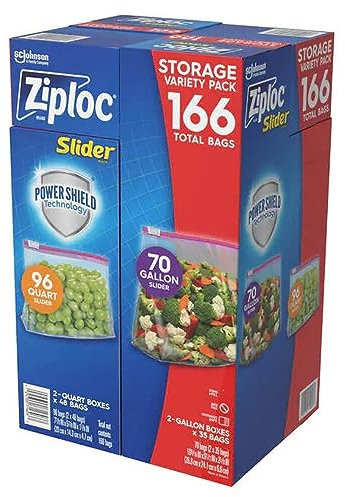 Ziploc Slider Storage Bags 166 Count Variety Pack: Quart (96 ct.), Gallon (70 ct.)