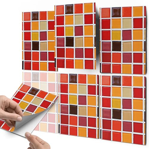 CREATISTO Mosaik-Fliesen Fliesenaufkleber Fliesenfolie - Aufkleber Folie für Fliesen I Klebefliesen Deko Folien für Küche u. Bad/Badezimmer (15x20 cm I 12 -Teilig)
