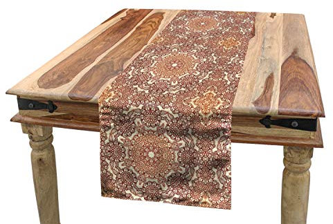 ABAKUHAUS Ethnisch Tischläufer, Vintage Rund, Esszimmer Küche Rechteckiger Dekorativer Tischläufer, 40 x 180 cm, Hellbraun Braun
