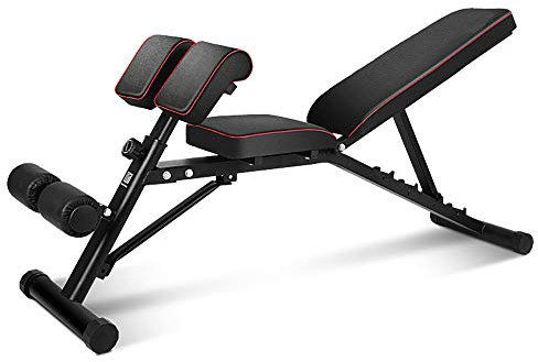 DlandHome Verstellbare Bank Hantelbank Klappbare Multifunktion TrainingsBank mit Schräg- /Gefälle Sit Up Bank Flachbank Fitnessbank für Körpertraining