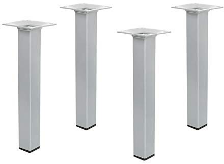 600 mm hohe Möbelfüße Silber Eckig im 4er Set 25 x 25mm Tischbeine aus Metall