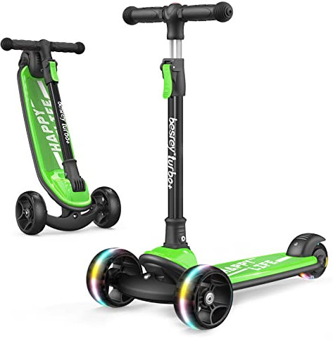 besrey Scooter Kinder Roller, der sichere Premium Dreiradscooter mit PU LED Leuchtenden Räder, Faltbarer Höhenverstellbarer KinderRoller, Leicht Belastbarkeit bis 50 kg, ab Kleinkind Junge Mädchen