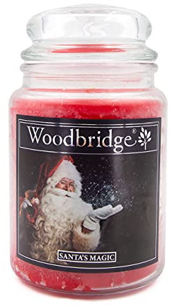 Woodbridge Große Duftkerze im Glas mit Deckel | Santas Magic | Duftkerze Weihnachten | Kerzen lange Brenndauer | Raumduft für Zuhause | Kerze 2 Docht