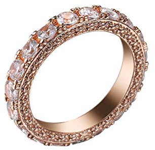 ANAZOZ Anello Fidanzamento Donna Oro Rosa,FEDI Nuziali Placcato Oro Rosa Rotondo Semplice Zirconia Cubica Bianco Misura dell'Anello 17