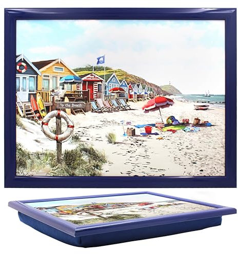 Tamersgifts Cushioned Laptrays Lap Tray TV Dinner Bean Bag Padded Cushion Gift (Seaside Laptray)