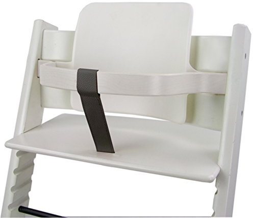 BambiniWelt Schrittgurt Tripp Trapp – Lederriemen aus Echtleder kompatibel mit Stokke Hochstuhl, weiches Öko-Leder, schadstofffrei & atmungsaktiv, abwaschbar & langlebig (dunkelgrau)